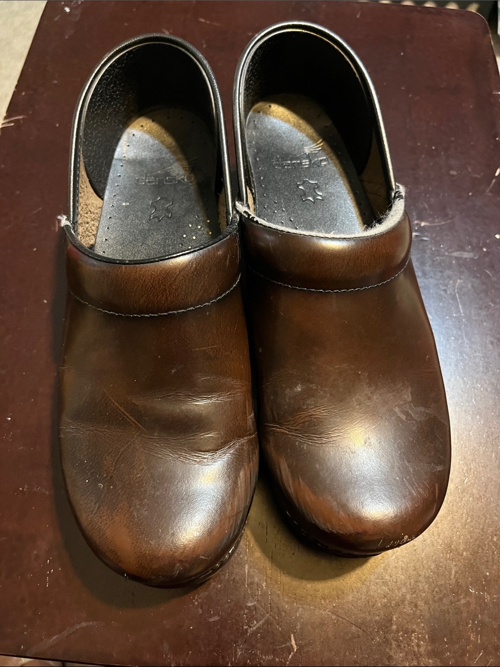 Dansko Brown Leather Slip-On Clogs